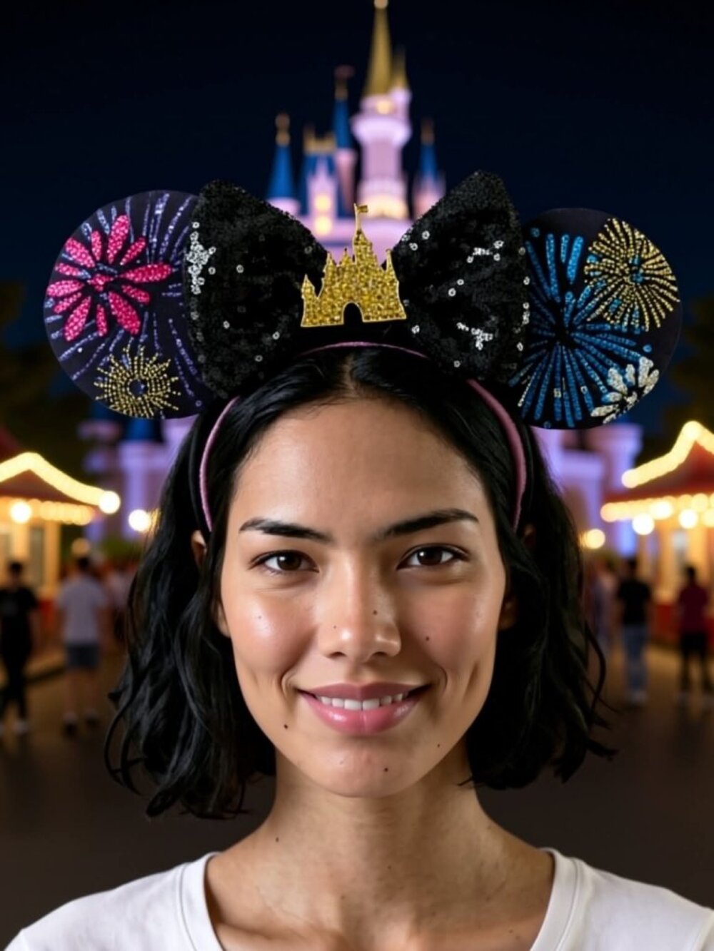 Disney Fireworks Ears Hand Embellished with Glass Rhinestones
